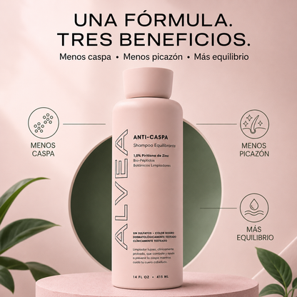 ALVEA | Shampoo equilibrante. Combate la Caspa, Picazón y Dermatitis Seborreica