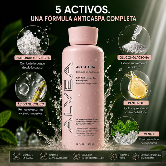 ALVEA | Shampoo equilibrante. Combate la Caspa, Picazón y Dermatitis Seborreica