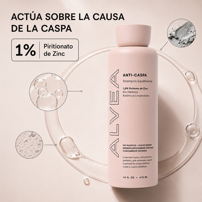 ALVEA | Shampoo equilibrante. Combate la Caspa, Picazón y Dermatitis Seborreica