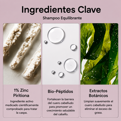 ALVEA | Shampoo equilibrante. Combate la Caspa, Picazón y Dermatitis Seborreica