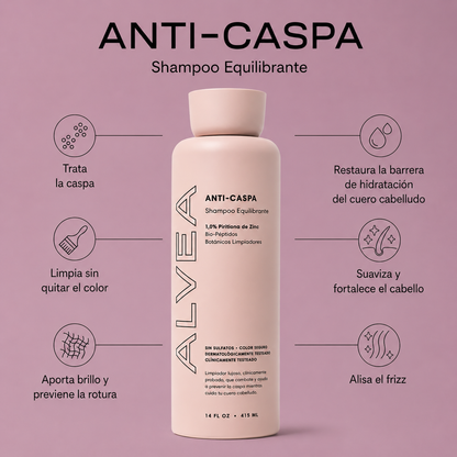 ALVEA | Shampoo equilibrante. Combate la Caspa, Picazón y Dermatitis Seborreica